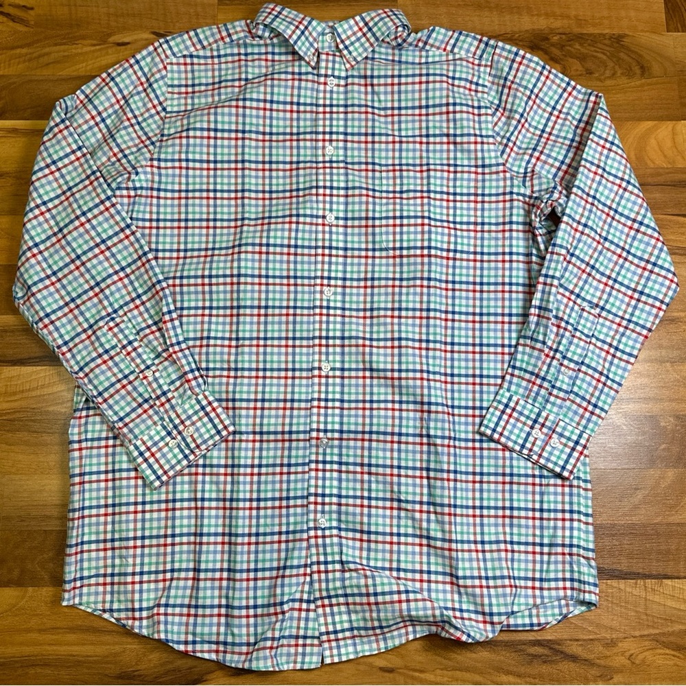 KS Signature Men's Button Up Long Sleeve Shirt Check Size 17 Tall NWOT
